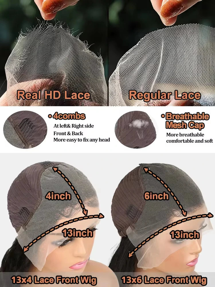 250 Density HD 13x7 Body Wave Lace Front Human Hair Wigs 42 40Inch Pre Plucked Transparent Brazilian 13x5 Lace Frontal Wig Women